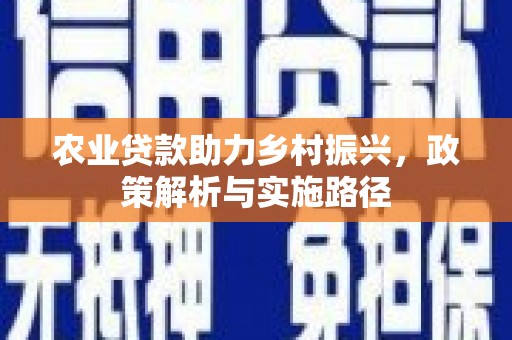 安仁农业贷款助力乡村振兴，政策解析与实施路径