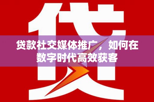 安仁贷款社交媒体推广，如何在数字时代高效获客