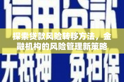 安仁探索贷款风险转移方法，金融机构的风险管理新策略
