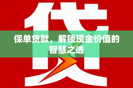 安仁保单贷款，解锁现金价值的智慧之选