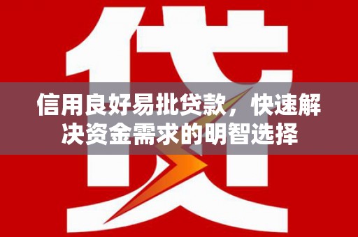安仁信用良好易批贷款，快速解决资金需求的明智选择