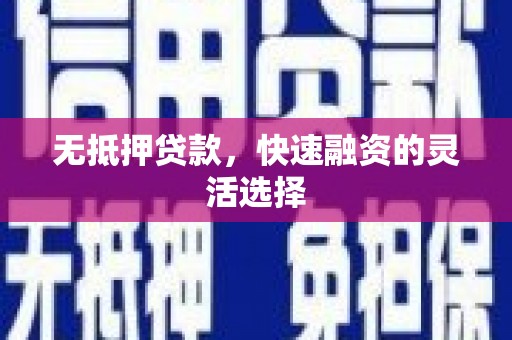 安仁无抵押贷款，快速融资的灵活选择