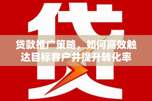 安仁贷款推广策略，如何高效触达目标客户并提升转化率