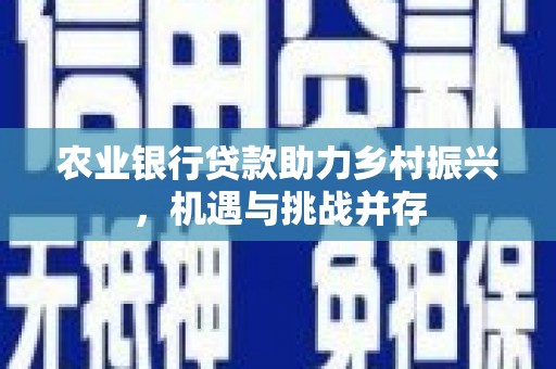 安仁农业银行贷款助力乡村振兴，机遇与挑战并存