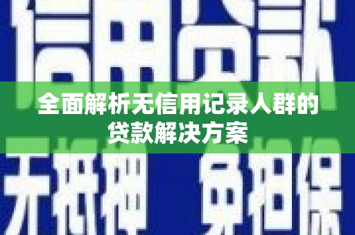 安仁全面解析无信用记录人群的贷款解决方案